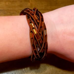 Sequined faux leather bracelet
